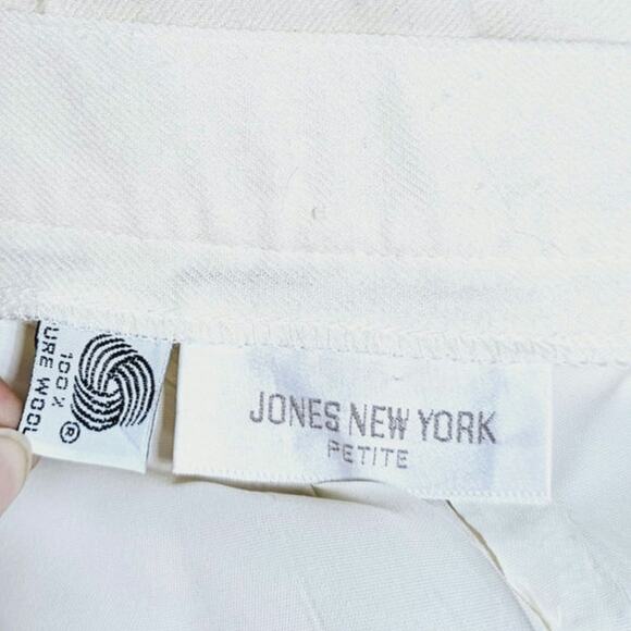 Jones New York 100% Pure Wool Pants Ivory Pleated Professional Neutral Size 10P - Picture 5 of 7